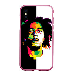 Чехол iPhone XS Max матовый Bob Marley: Colors, цвет: 3D-малиновый