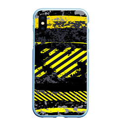 Чехол iPhone XS Max матовый Grunge Line, цвет: 3D-голубой