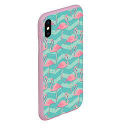 Чехол iPhone XS Max матовый Flamingo Pattern, цвет: 3D-розовый — фото 2
