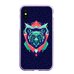 Чехол iPhone XS Max матовый Hipster Bear, цвет: 3D-светло-сиреневый