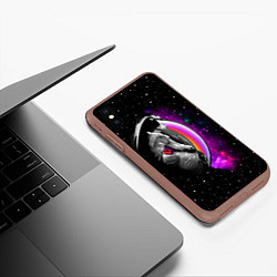 Чехол iPhone XS Max матовый Космический кот, цвет: 3D-коричневый — фото 2