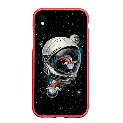 Чехол iPhone XS Max матовый Подводный космос, цвет: 3D-красный