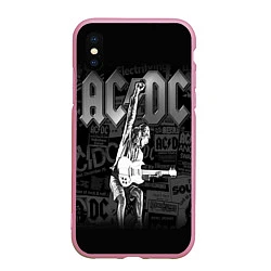 Чехол iPhone XS Max матовый AC/DC: Rock You, цвет: 3D-розовый