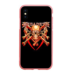 Чехол iPhone XS Max матовый Megadeth: Gold Skull, цвет: 3D-баблгам