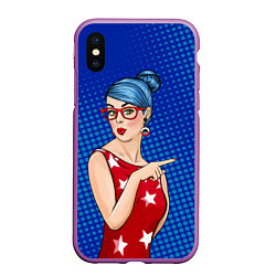 Чехол iPhone XS Max матовый Pop Art Girl, цвет: 3D-фиолетовый
