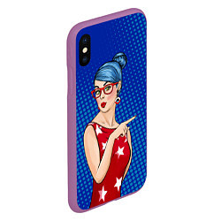 Чехол iPhone XS Max матовый Pop Art Girl, цвет: 3D-фиолетовый — фото 2