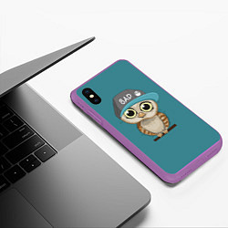 Чехол iPhone XS Max матовый Сова мальчик (парная), цвет: 3D-фиолетовый — фото 2