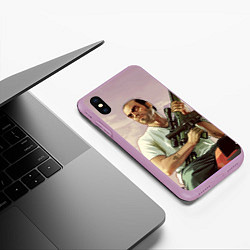 Чехол iPhone XS Max матовый GTA 5: Trevor with a gun, цвет: 3D-сиреневый — фото 2