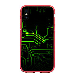 Чехол iPhone XS Max матовый Tehnology, цвет: 3D-красный
