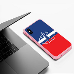 Чехол iPhone XS Max матовый Флаг космический войск РФ, цвет: 3D-баблгам — фото 2