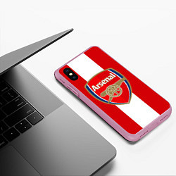 Чехол iPhone XS Max матовый Arsenal FC: Red line, цвет: 3D-розовый — фото 2