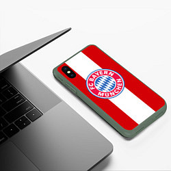 Чехол iPhone XS Max матовый Bayern FC: Red line, цвет: 3D-темно-зеленый — фото 2
