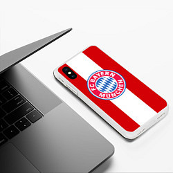 Чехол iPhone XS Max матовый Bayern FC: Red line, цвет: 3D-белый — фото 2