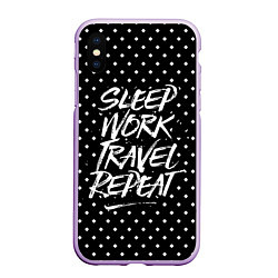 Чехол iPhone XS Max матовый Sleep Work Travel Repeat, цвет: 3D-сиреневый