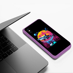 Чехол iPhone XS Max матовый Ретро акула, цвет: 3D-фиолетовый — фото 2