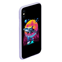 Чехол iPhone XS Max матовый Ретро акула, цвет: 3D-светло-сиреневый — фото 2