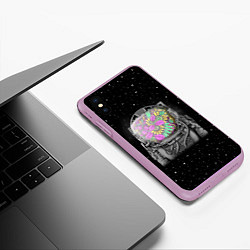 Чехол iPhone XS Max матовый Цветочный астонавт, цвет: 3D-сиреневый — фото 2
