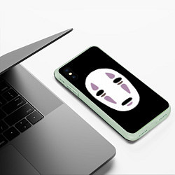 Чехол iPhone XS Max матовый Маска безликого, цвет: 3D-салатовый — фото 2