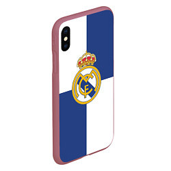 Чехол iPhone XS Max матовый Real Madrid: Blue style, цвет: 3D-малиновый — фото 2