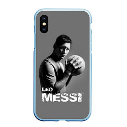 Чехол iPhone XS Max матовый Leo Messi, цвет: 3D-голубой