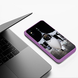 Чехол iPhone XS Max матовый Истребитель, цвет: 3D-фиолетовый — фото 2