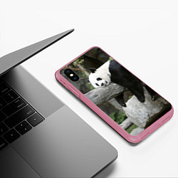 Чехол iPhone XS Max матовый Большая уставшая панда, цвет: 3D-малиновый — фото 2