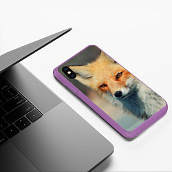Чехол iPhone XS Max матовый Лисица, цвет: 3D-фиолетовый — фото 2