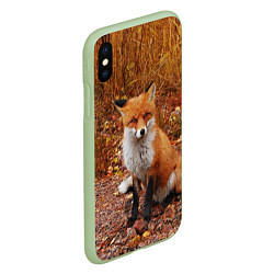 Чехол iPhone XS Max матовый Осенняя лиса, цвет: 3D-салатовый — фото 2