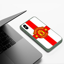 Чехол iPhone XS Max матовый Manchester Utd: England, цвет: 3D-темно-зеленый — фото 2