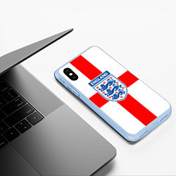 Чехол iPhone XS Max матовый Сборная Англии, цвет: 3D-голубой — фото 2