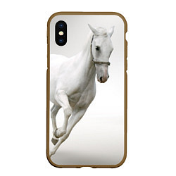 Чехол iPhone XS Max матовый Белый конь, цвет: 3D-коричневый