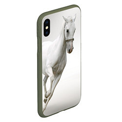 Чехол iPhone XS Max матовый Белый конь, цвет: 3D-темно-зеленый — фото 2