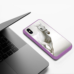 Чехол iPhone XS Max матовый Белый конь, цвет: 3D-фиолетовый — фото 2