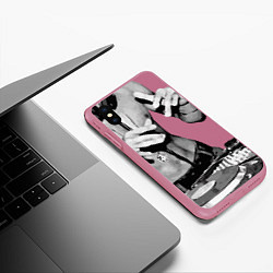 Чехол iPhone XS Max матовый Брюс Ли Dj, цвет: 3D-малиновый — фото 2