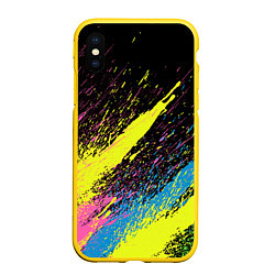 Чехол iPhone XS Max матовый Брызги, цвет: 3D-желтый