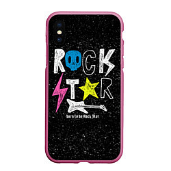 Чехол iPhone XS Max матовый Rock Star, цвет: 3D-малиновый