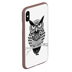Чехол iPhone XS Max матовый Расписная сова, цвет: 3D-коричневый — фото 2
