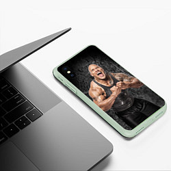 Чехол iPhone XS Max матовый Dwayne Johnson, цвет: 3D-салатовый — фото 2