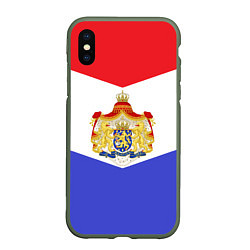 Чехол iPhone XS Max матовый Флаг и герб Голландии, цвет: 3D-темно-зеленый