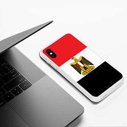 Чехол iPhone XS Max матовый Флаг и герб Египта, цвет: 3D-белый — фото 2