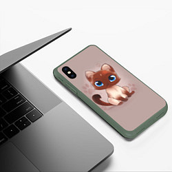 Чехол iPhone XS Max матовый Киска, цвет: 3D-темно-зеленый — фото 2