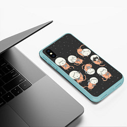 Чехол iPhone XS Max матовый Космические котики, цвет: 3D-мятный — фото 2