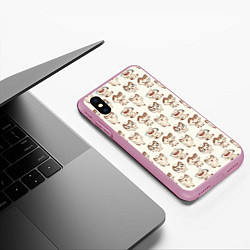 Чехол iPhone XS Max матовый Стикеры котик, цвет: 3D-розовый — фото 2