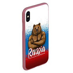 Чехол iPhone XS Max матовый Russian Bear, цвет: 3D-малиновый — фото 2