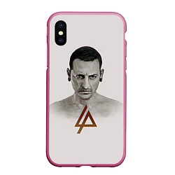 Чехол iPhone XS Max матовый Chester Bennington, цвет: 3D-малиновый