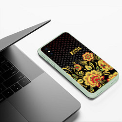 Чехол iPhone XS Max матовый Russia: black edition, цвет: 3D-салатовый — фото 2