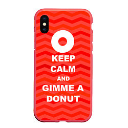 Чехол iPhone XS Max матовый Keep Calm & Gimme a donut, цвет: 3D-красный