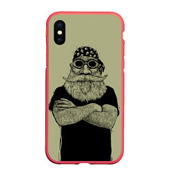 Чехол iPhone XS Max матовый Old Hipster, цвет: 3D-красный