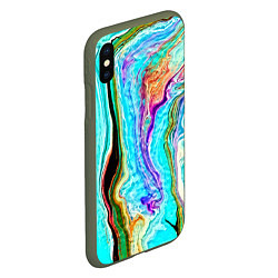 Чехол iPhone XS Max матовый Цветные разводы, цвет: 3D-темно-зеленый — фото 2