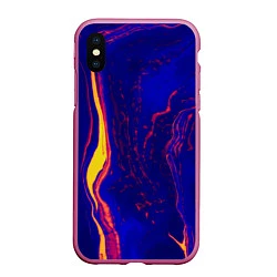 Чехол iPhone XS Max матовый Ультрафиолетовые разводы, цвет: 3D-малиновый